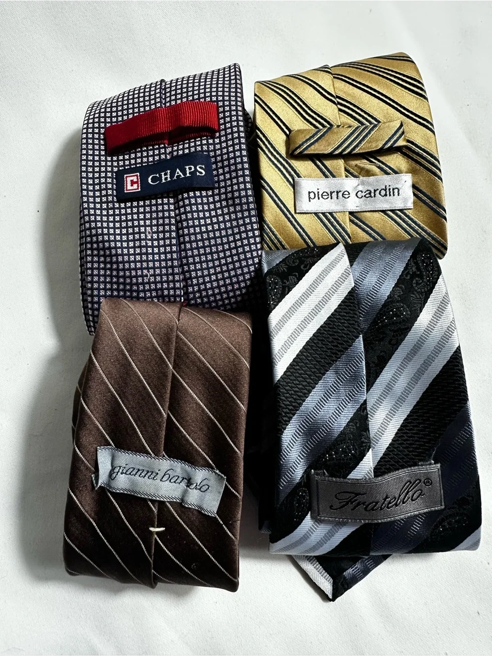 A58. Pack of 4 Men’s Designer Silk Ties - Black, Gold, Brown,navy